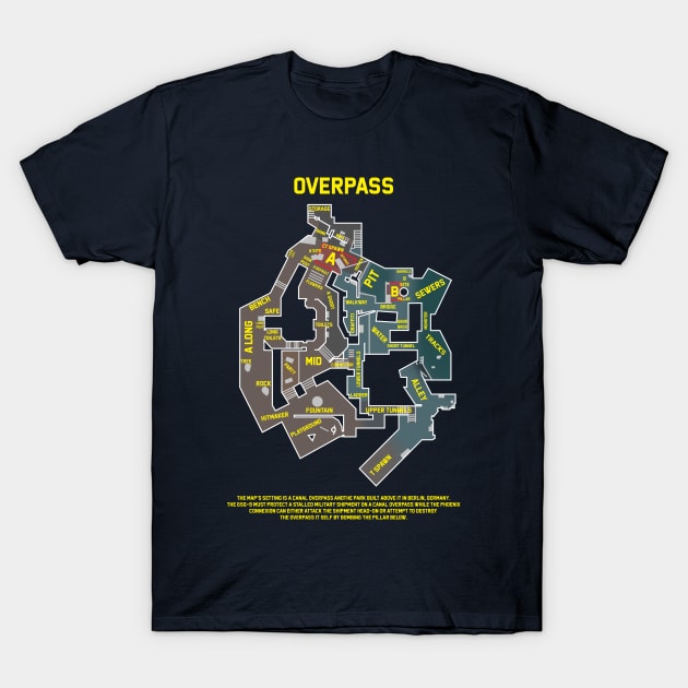 T-Shirt Csgo Overpass map T-Shirt by mrcatguys